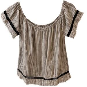 dRA Los Angeles Anthro Women's Off-the-Shoulder Crochet Top Black White, size M